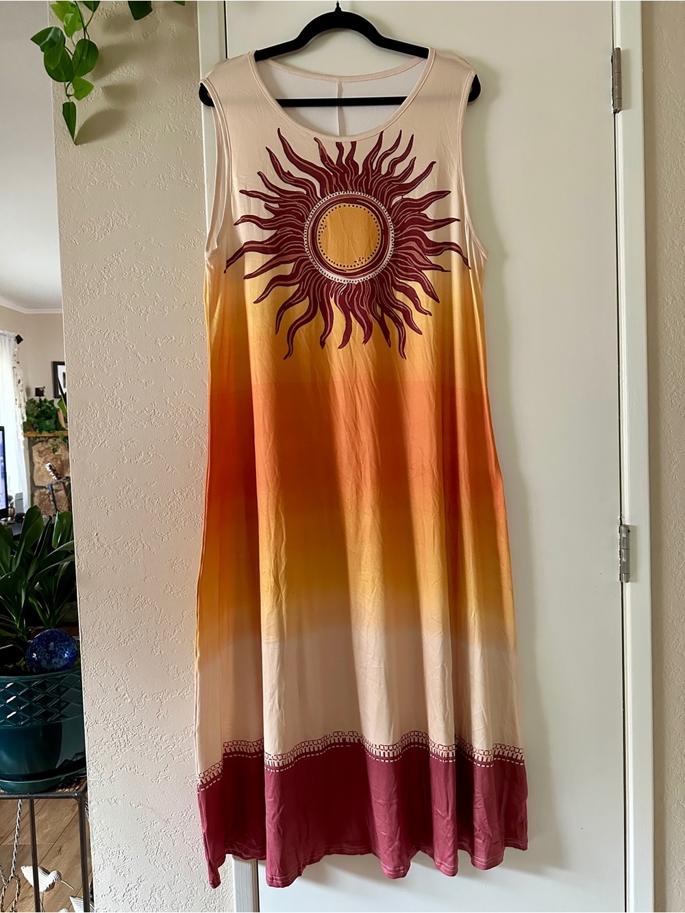 Sleeveless Maxi Dress - XXL- Sunrise Ombre Red/Orange